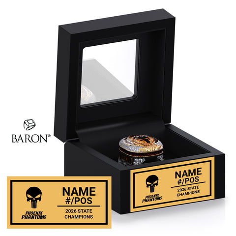Phantoms Football 2026 Championship Black Window Ring Box