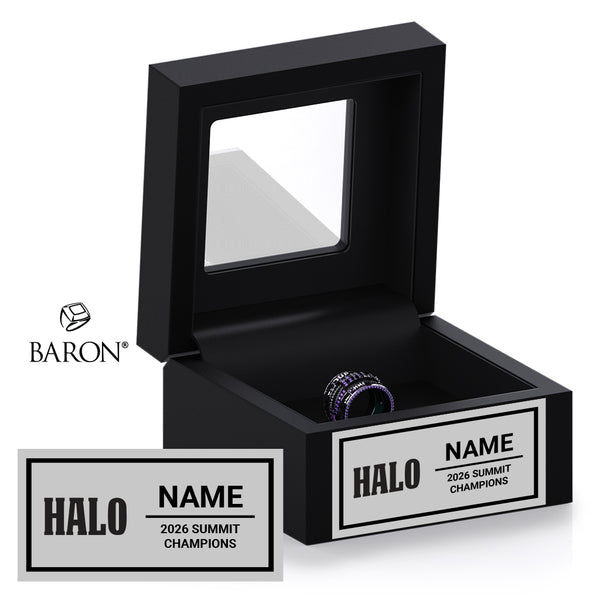 Quest Athletics Cheer Halo 2026 Championship Black Window Ring Box