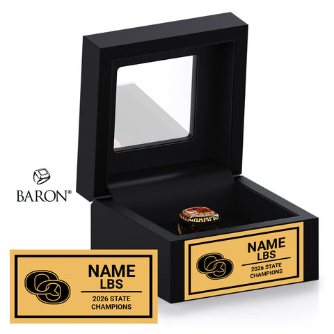 Quince Orchard High School Girls Wrestling 2026 Championship Black Window Ring Box