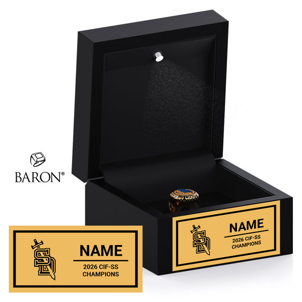 San Dimas High School Girls Water Polo 2026 Championship Black LED Ring Box