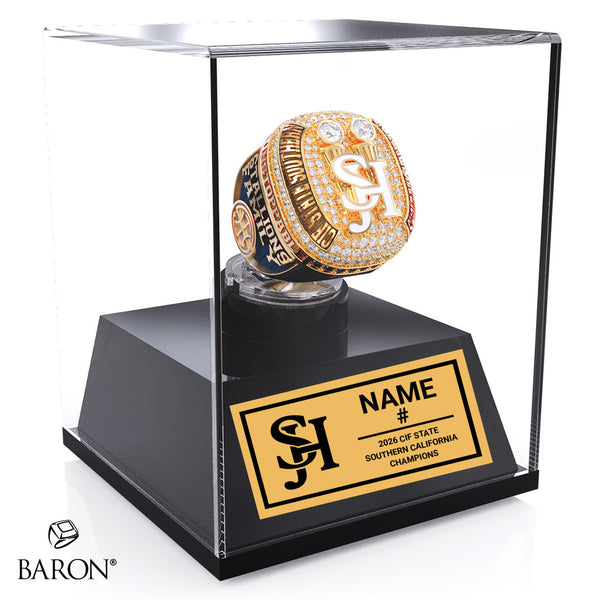 San Juan Hills Boys Basketball 2026 Championship Display Case