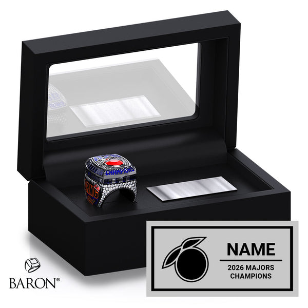 Stingray Allstars Orange Majors Cheer 2026 Championship Black Standard Window Ring Box