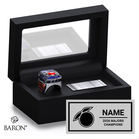 Stingray Allstars Orange Majors Cheer 2026 Championship Black Standard Window Ring Box