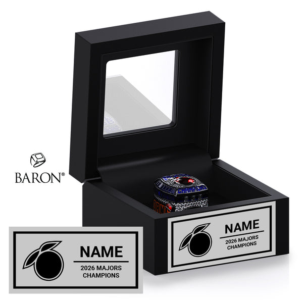 Stingray Allstars Orange Majors Cheer 2026 Championship Black Window Ring Box