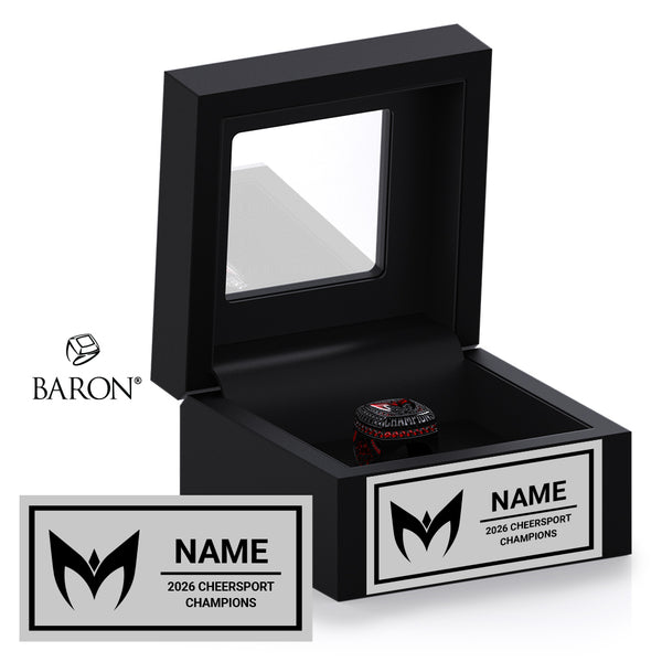 Stingray Allstars Scarlet Cheer 2026 Championship Black Window Ring Box