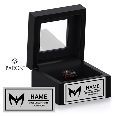 Stingray Allstars Scarlet Cheer 2026 Championship Black Window Ring Box