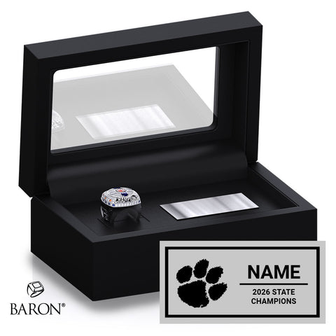 Taos Tiger High School Varsity Cheer 2026 Championship Black Standard Window Ring Box