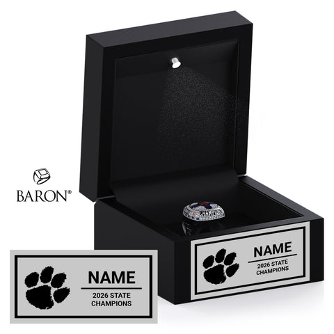 Taos Tiger High School Varsity Cheer 2026 Championship Black LED Ring Box