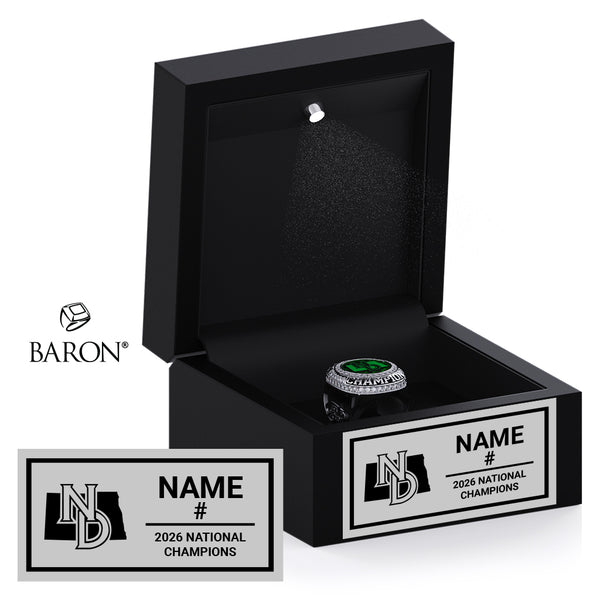 Team North Dakota Boys Hockey 2026 Championship Black LED Ring Box
