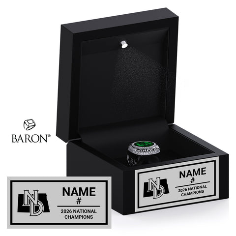 Team North Dakota Boys Hockey 2026 Championship Black LED Ring Box