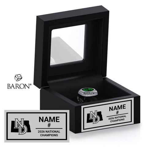 Team North Dakota Boys Hockey 2026 Championship Black Window Ring Box