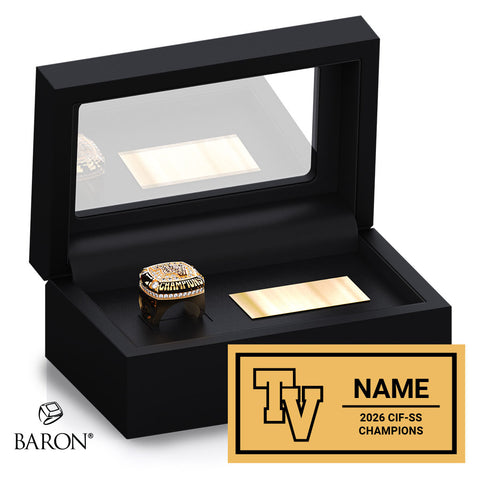 Temecula Valley High School Stunt Cheer 2026 Championship Black Standard Window Ring Box