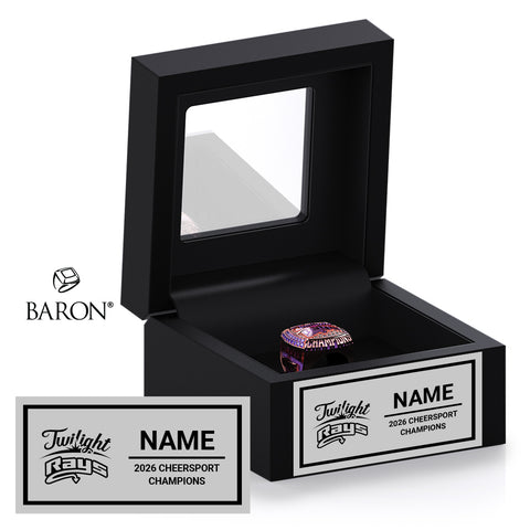 Stingray Allstars Virginia Cheer 2026 Championship Black Window Ring Box