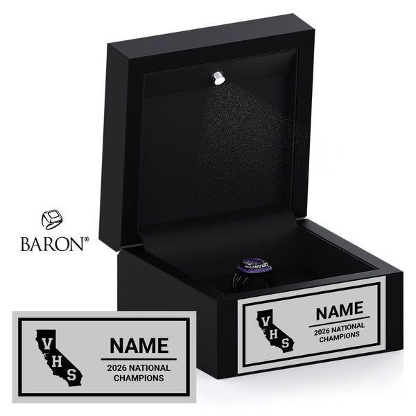 Valencia High School Cheer 2026 Championship Black LED Ring Box