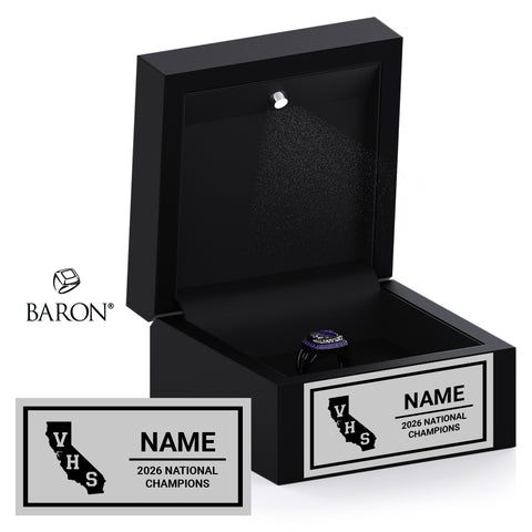 Valencia High School Cheer 2026 Championship Black LED Ring Box