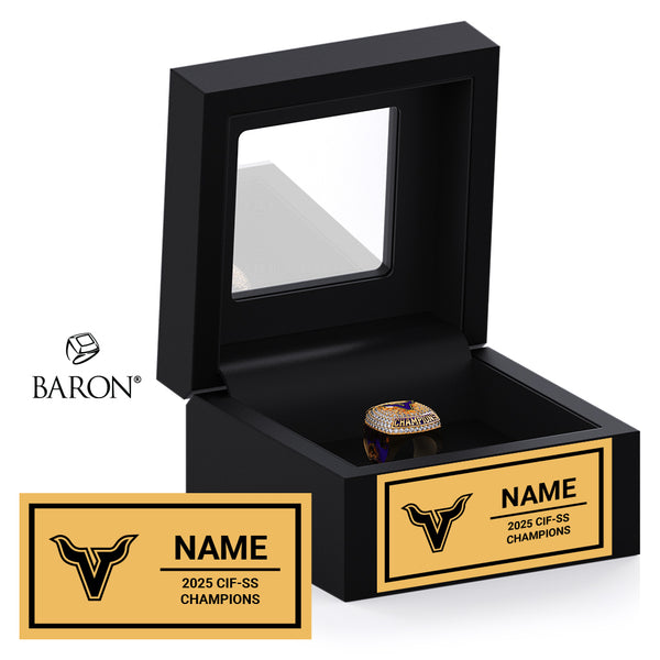 Valencia High School Girls Tennis 2025 Championship Black Window Ring Box