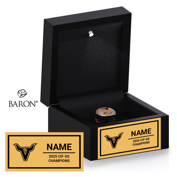 Valencia High School Girls Tennis 2025 Championship Black LED Ring Box