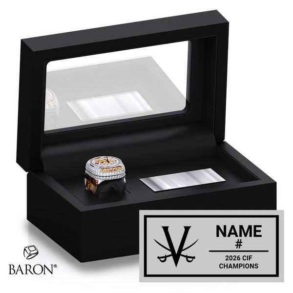Verdugo Hills High School Baseball 2026 Championship Black Standard Window Ring Box