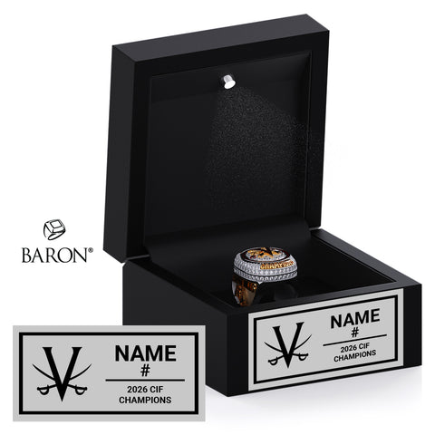 Verdugo Hills High School Baseball 2026 Championship Black LED Ring Box