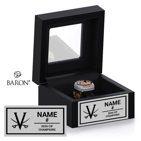 Verdugo Hills High School Baseball 2026 Championship Black Window Ring Box