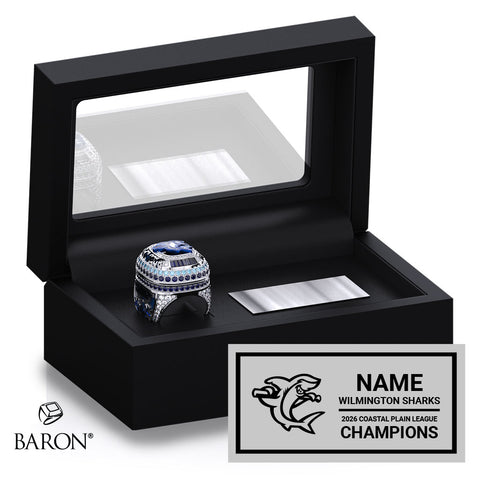 Wilmington Sharks Baseball 2026 Championship Black Standard Window Ring Box