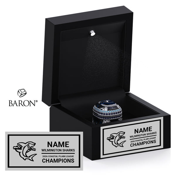 Wilmington Sharks Baseball 2026-Championship Black LED Ring Box