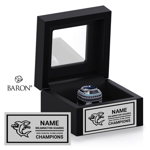 Wilmington Sharks Baseball 2026-Championship Black Window Ring Box
